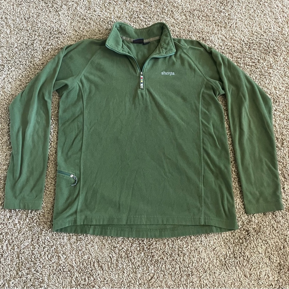 Sherpa Adventure Gear 1/4 Zip Pullover Mens Size Large Base Layer Top - Green
